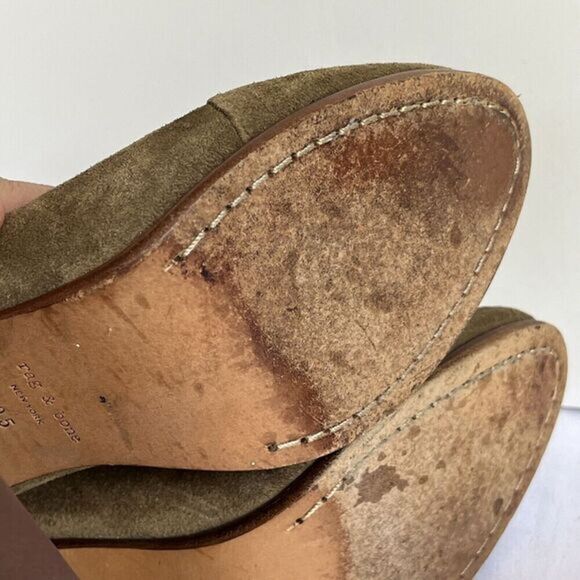 Rag & Bone Suede Ankle Bootie Boot Size 9 Green Chunky Heel Back‎ Zip Bohemian - Picture 15 of 16